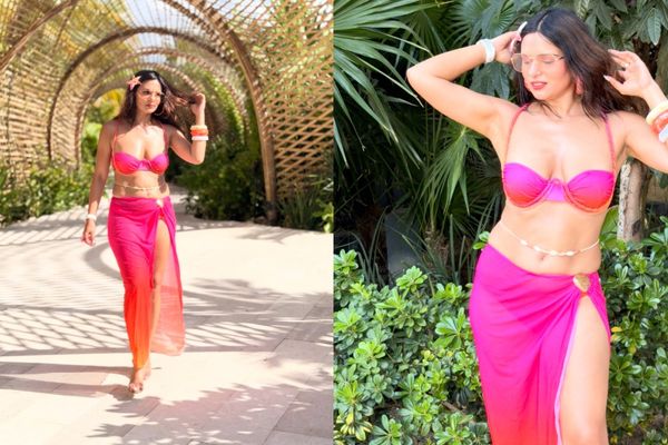 Reetika Bhandari Pink and Orange Bikini Brings Colour to Resort Fashion