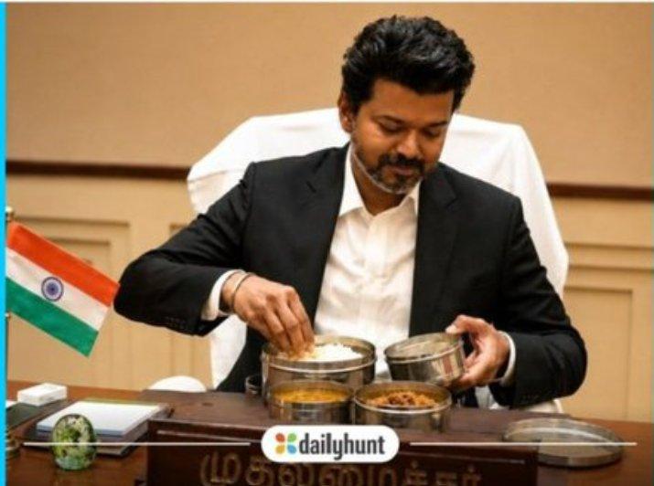 AI-generated image of CM Vijay with tiffin box AI-generated image of CM Vijay with tiffin box